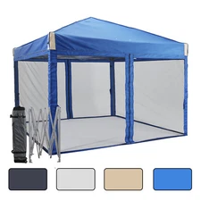 Aoodor 12'x12'/10'x10' Pop Up Canopy Tent Portable Shade Canopy with Mesh