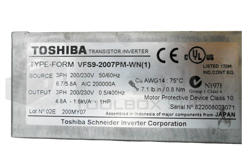状態未確　ps-39b 東芝　TOSHIBA 無線機　c86019 2m59jt TOSHIBA VFS9-2007PM-WN(1) TRANSISTOR INVERTER 3PH 200-230V 50/60HZ