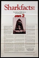 JAWS 2 SHARK HORROR 1978 RARE SHARK FACTS ADVANCE 1-SHEET TRI-FOLDED  