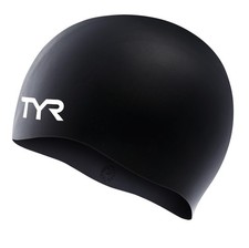 TYR Adult Wrinkle Free Silicone Swim Cap for Drag Reduction One Size, Black