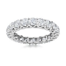 925 Sterling Silver 2MM Round White Topaz Half Eternity Band Ring For Women