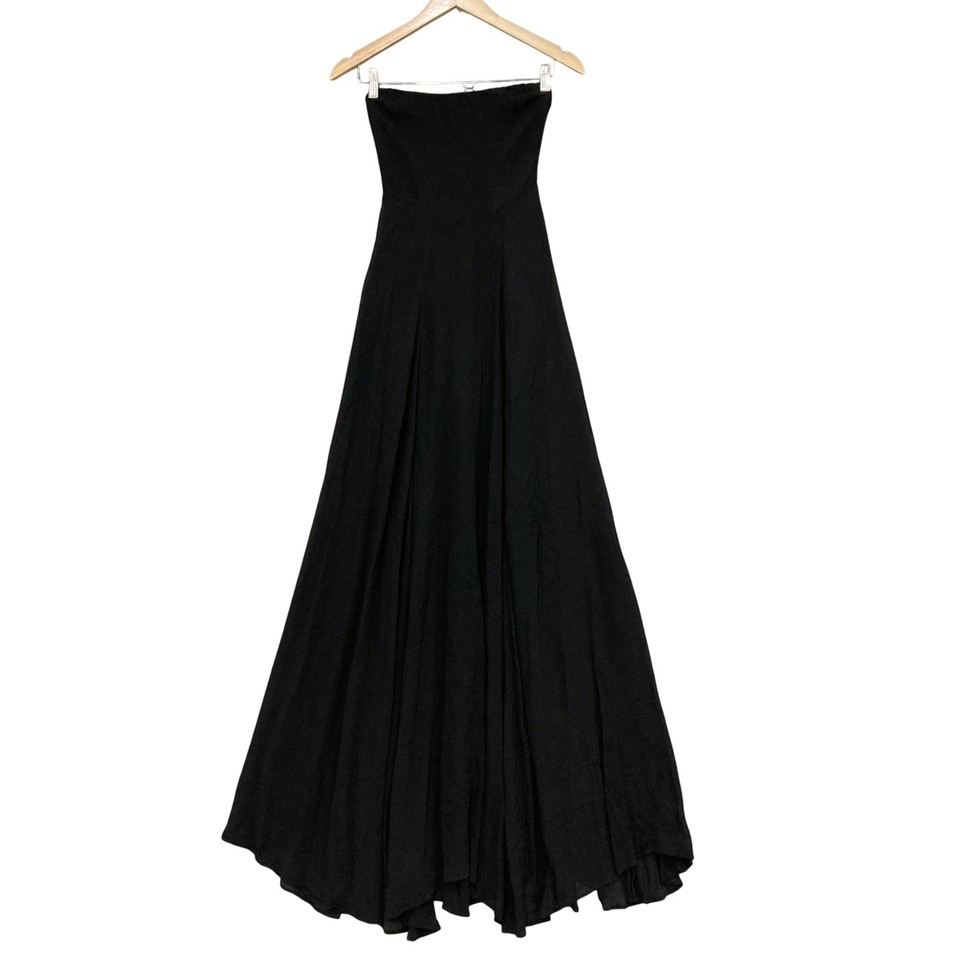 Reformation Dress Womens M Black Chiffon Maxi Strapless Off Shoulder Formal