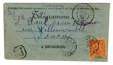 SENEGAL 1902 Formulaire Télégramme Numéro d’envoi Recommandé Délivré (GA5676