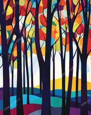 8x10 Photo Art Print - Colorful Forest Artwork Modern Decor Collectible Artwork