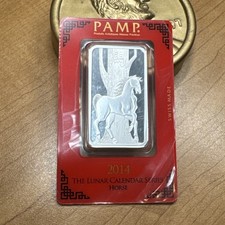 2014 PAMP Swiss Horse Lunar Series 1 oz .999 Silver Bar in Assay - #B006507