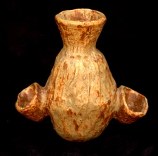 Studio Pottery Bud Vase Organic Form with Cradle Handles Handcrafted Vintage