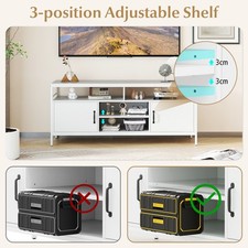 TV Storage Cabinet 147 cm TV Console Table w/Adjustable Shelf-White