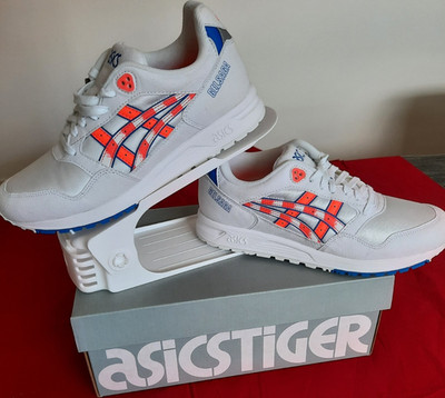 ASICS GELSAGA Tiger Herren Sneaker Weiß Flash Coral Blau Größe 40 Low Top
