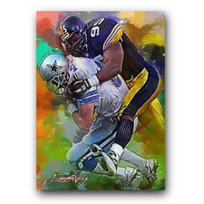 Greg Lloyd #8 Art Card Limited 31/50 Edward Vela Signed (Pittsburgh Steelers)