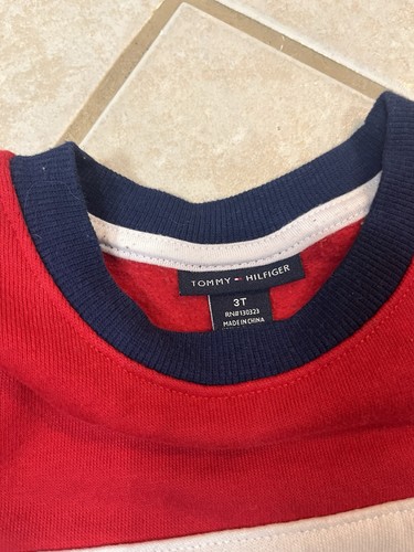 TOMMY HILFIGER BABY JUNGEN PULLOVER ROT MARINE WEISS GR. 3T - Bild 4 von 5