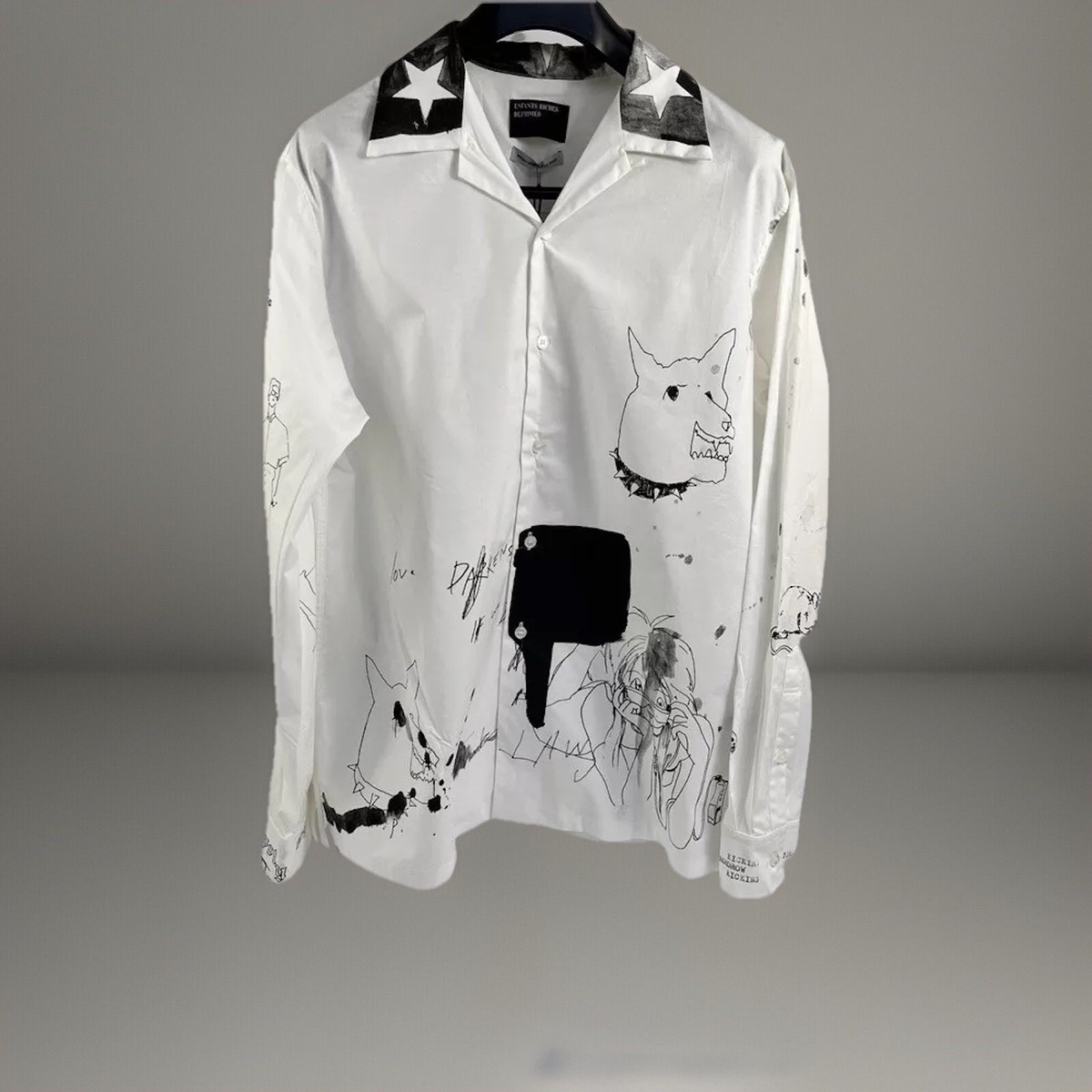 ENFANTS RICHES DEPRIMES - WHITE ABSTRACT GRAPHIC PRINT SHIRT ENFANTS RICHES DEPRIMES - WHITE ABSTRACT GRAPHIC PRINT SHIRT
