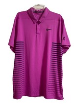 Nike Golf DRI-FIT Men's Sz XL Polo Shirt Disney Parks Pink/Black Striped Mickey