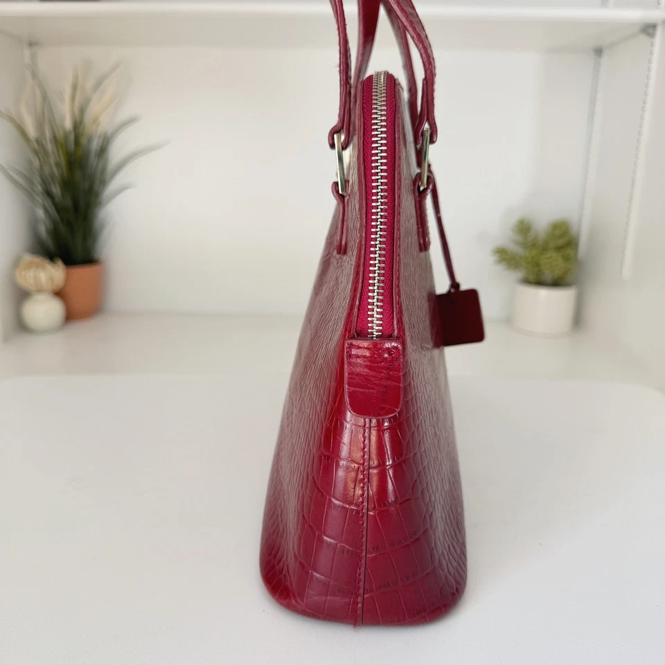 Bolso de mano Ralph Lauren de cuero vegano en relieve de cocodrilo rojo Foto 4 de 4
