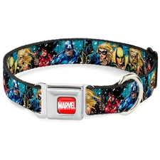 MARVEL UNIVERSE MARVEL Full Color Red White Seatbelt Buckle Collar 15"-26"WMC005