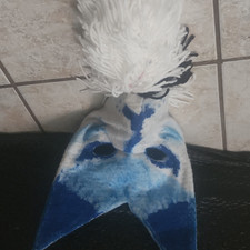 Handmade Blue/White Felt Full Face Animal Costume Mask, Adjustable, One Size 2ps