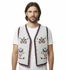 Powwow Regalia Vest Hand Beaded Native Traditional Tribal Outfit PRV176