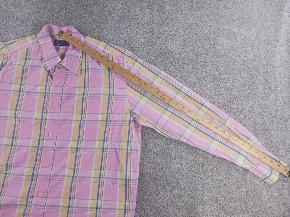 Большая мужская рубашка Steve & Barrys с длинным рукавом на пуговицах розовая клетчатая хлопок - Изображение 4 из 4