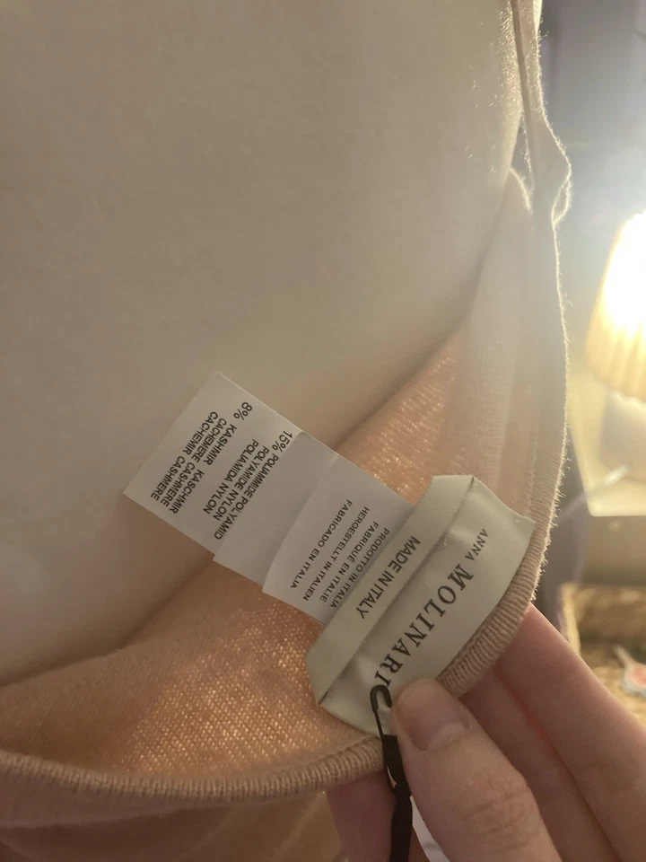 Camiseta sin mangas Anna Molinari rosa claro con ribete de encaje talla pequeña nueva con etiquetas Foto 4 de 4