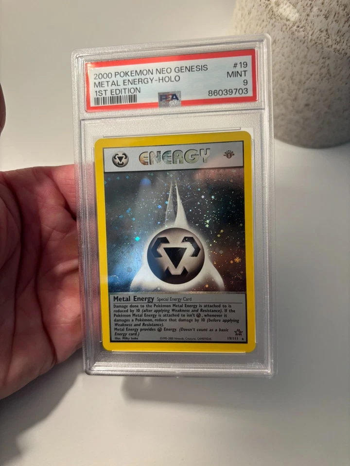 PSA 9 2000 PKMN 1st Ed. Metal Energy *2x SWIRLS* 19/111 Neo Genesis Holo MINT💎 - Image 3 of 4