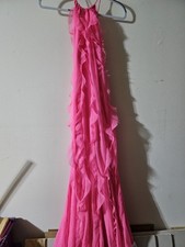 ASOS Design Women's Halter Maxi Dress Hot Pink Ruffle Accents Straps Size 4