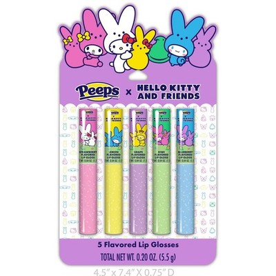 Easter PEEPS X Hello Kitty & Friends 5pc Fruit Flavored Liquid Wand Lip Glosses