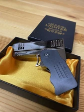 Double Fire Gas Lighter Transformer Gun Pistol Refillable Butane Torch Jet Flame