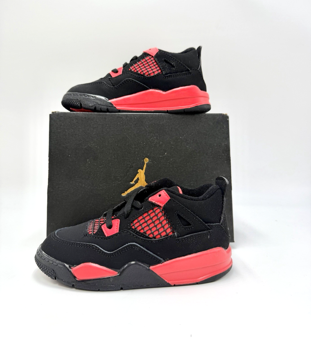 NEW AIR JORDAN 4 RETRO “ RED THUNDER ” TD SIZE 10c BABY SHOES NIKE