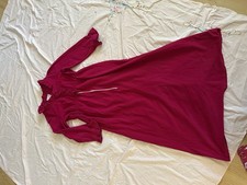 Vintage Lisanne Velvet Pink Robe, Housecoat Nightgown Womens Small Ruffled Zip
