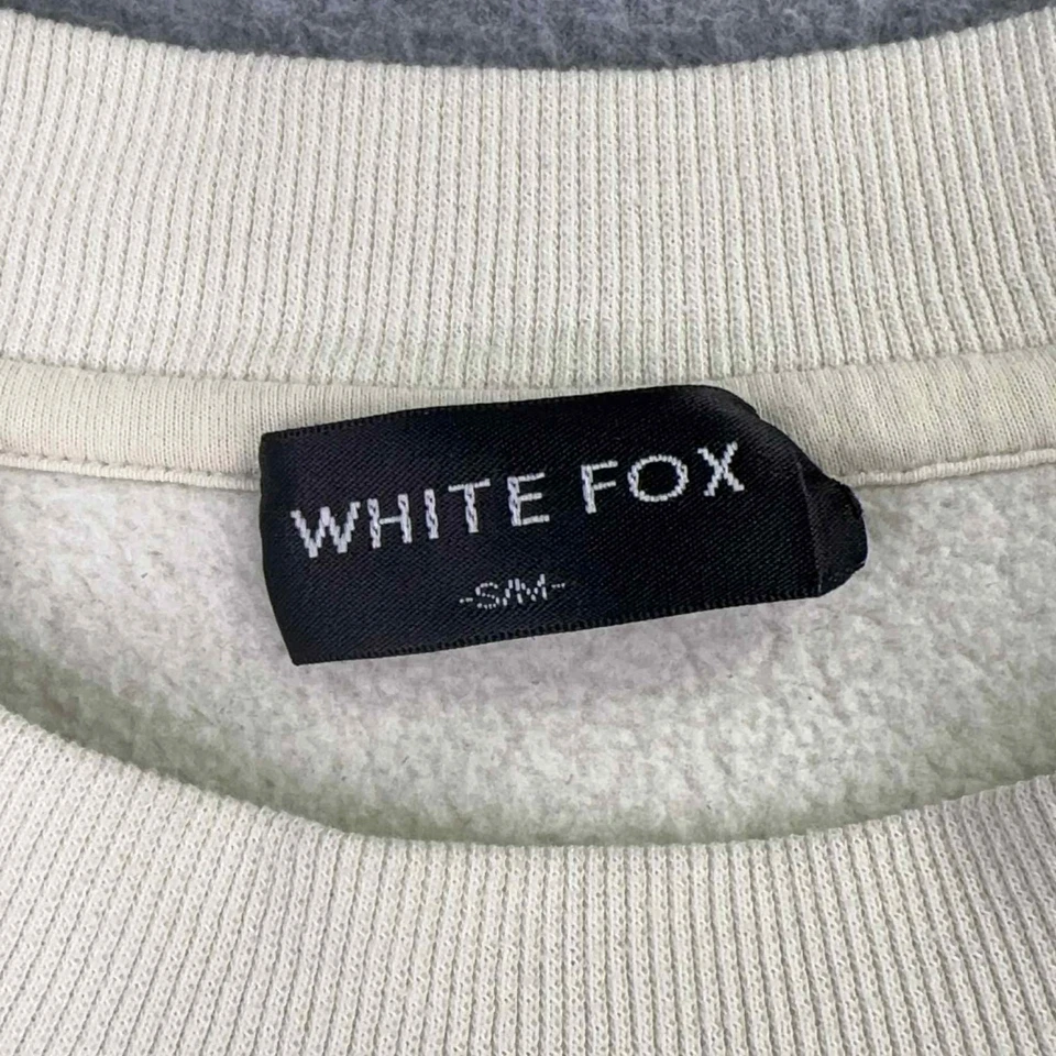 White Fox Sweatshirt Womens Size S/M Cream Embroidered Logo Venice Beach Preppy - Image 4 of 4