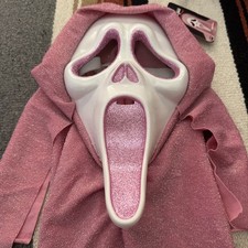 Ghost Face mask sparkling pink hooded shroud and matching glitter Fun World NWT