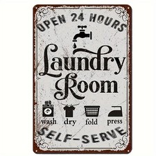 2D Vintage Laundry Room Metal Sign Rustic Home Cafe Laundry Room Wall Decor