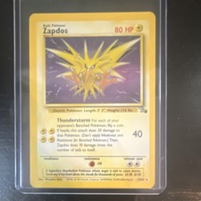 Pokémon Zapdos 15/62 Fossil Holo Rare 80 HP Thunderstorm Unlimited English