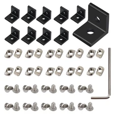 KOOTANS 10Set 2020Series 2 Hole 90 Degree Inside Corner Bracket Kit, Black L ...