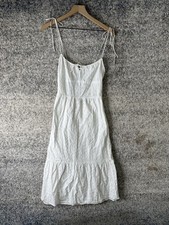 Reformation Dress Womens 6 White Eyelet Tie Strap Lace Up Midi Sundress Lined