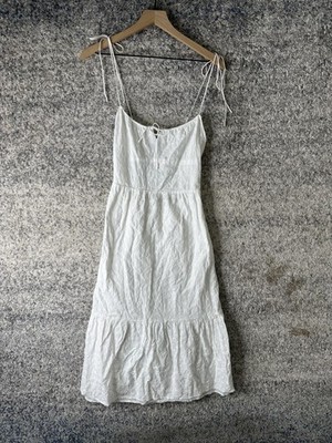 Reformation Dress Womens 6 White Eyelet Tie Strap Lace Up Midi Sundress Lined | eBay Reformation Dress Womens 6 White Eyelet Tie Strap Lace Up Midi Sundress Lined | eBay