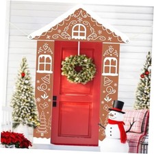 Christmas Gingerbread House Porch Banner Christmas Door Decoration Gingerbread