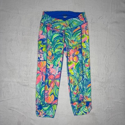 Lilly Pulitzer Luxletic Fara Weekender Crop Leggings In Surf Gypsea Size M EUC