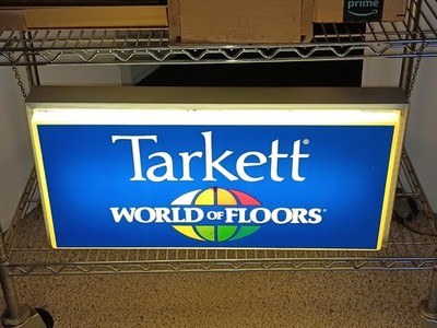 VINTAGE TARKETT FLOORS FLOORING LIGHTED ADVERTISING SIGN RETAIL STORE 2 SIDED