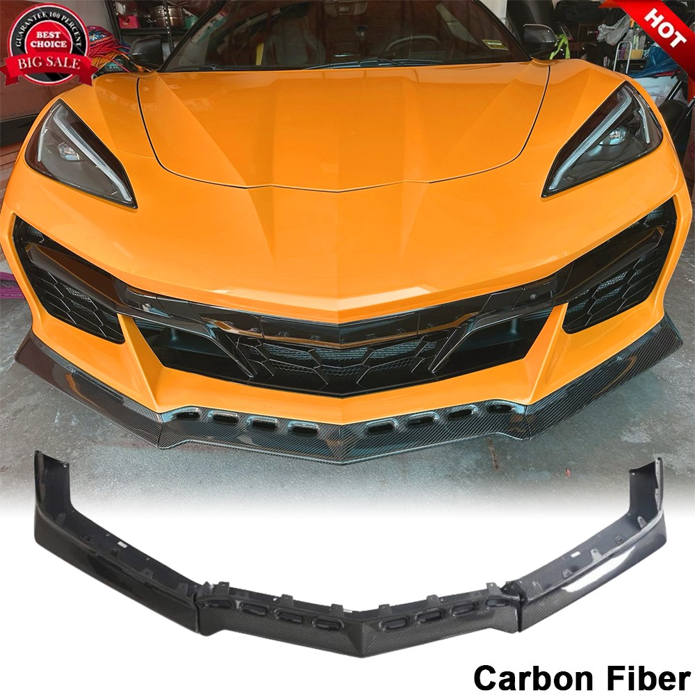 For Chevrolet Corvette C8 Z06 22+ Carbon Fiber Front Bumper Lip Spoiler Splitter