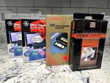 VCR Video Head Cleaner VHS Tapes 3 Sealed One Preowned GE Sparten Lot of 4!