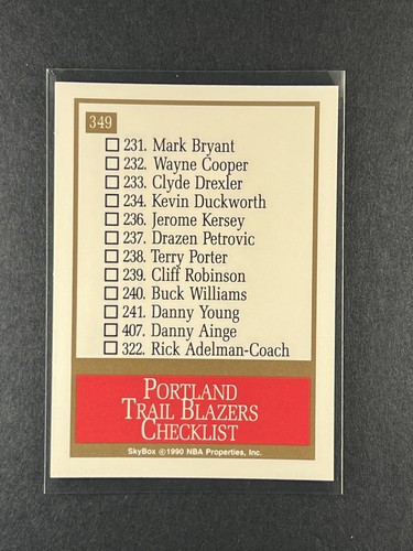 Portland Trail Blazers Team Checklist #349 1990 Skybox - 第 2/2 張圖片