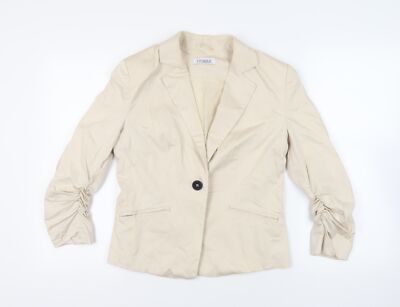 Vivance Collection Beigefarbenes Damen Sakko Blazer Größe 14 Knöpfe - geraffte Ärmel