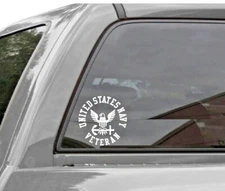 UNITED STATES NAVY - VETERAN  Vinyl Window Decal U.S. NAVY