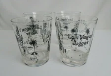Barware Las Vegas Jigger 4 Glasses 12 OZ Saloon Girl Sun Cactus Sand Scene