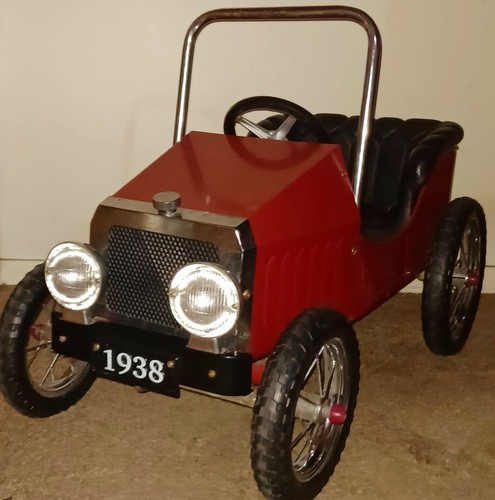 Vintage 1938 Ford Model T Baghera RatRod Custom Pedal Car Red Designed In France
