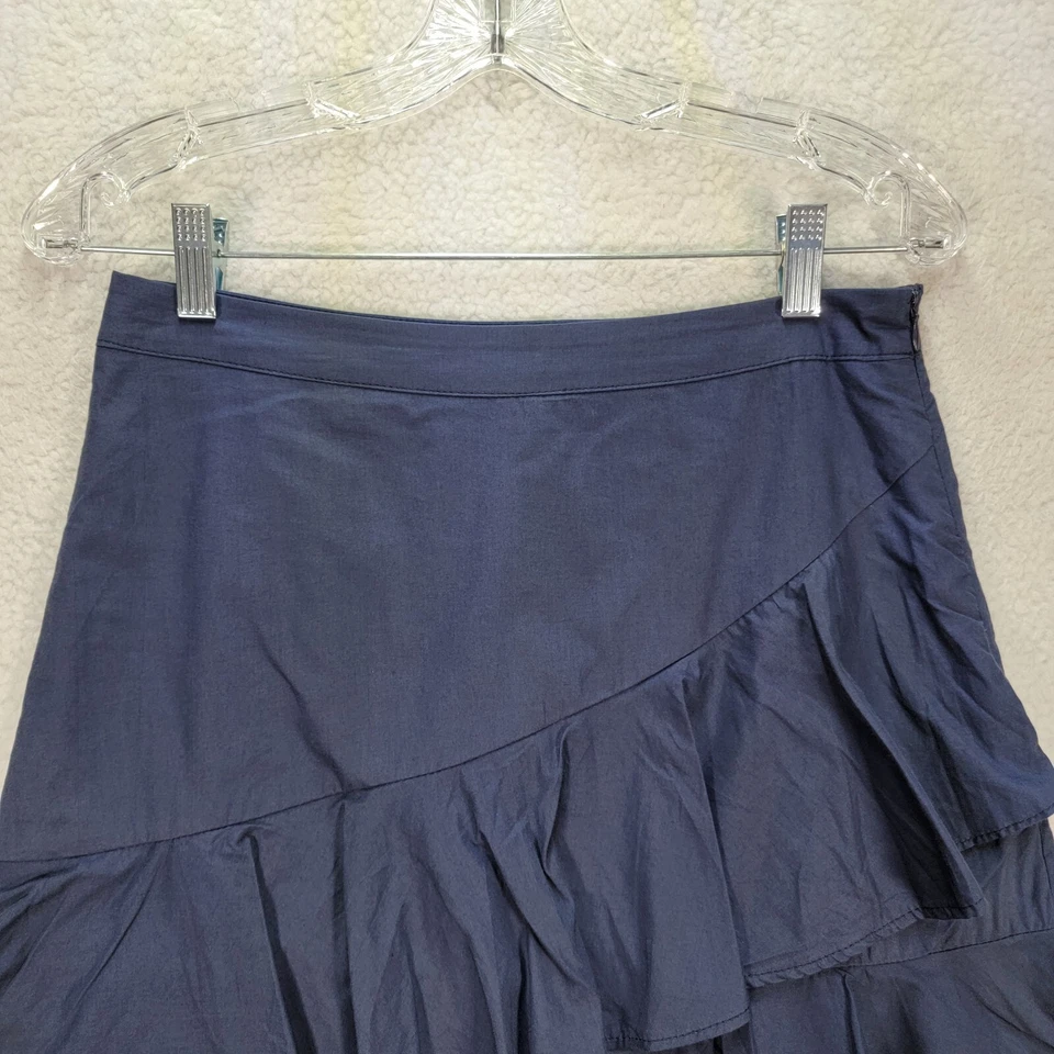 Sexy vaquera occidental fluida azul marino con volantes línea A mini falda para mujer talla S Foto 3 de 4