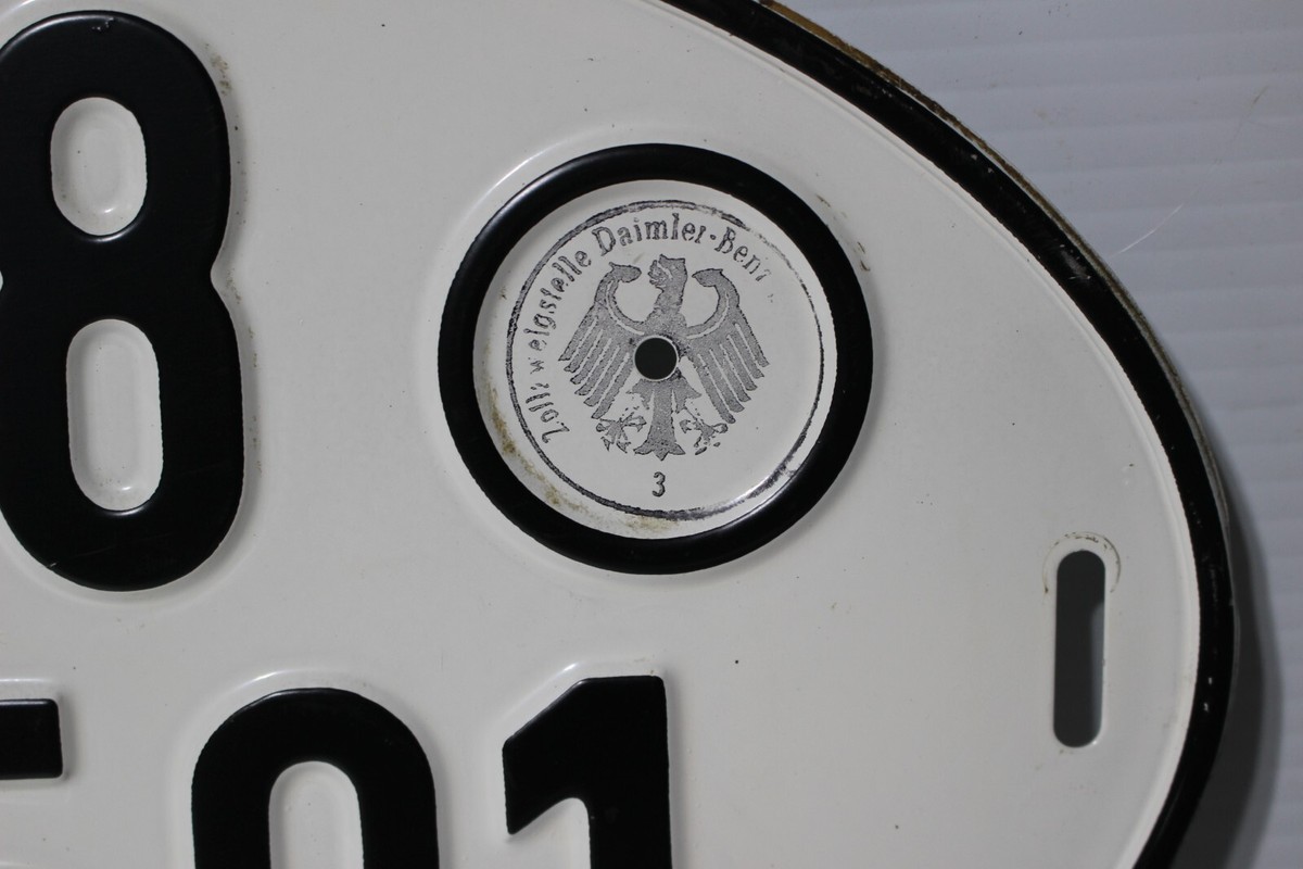 Vintage West Germany Oval License Plates Zollzweigstelle Daimler