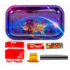 Metal Rolling Tray 'Merica Combo Bundle Kit RAW, SKY HIGH Gift Pack Set #2