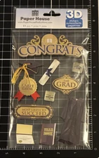Paper House GRADUATION 3D Dimensional Stickers #STD0235 Grad Cap Gown Diploma