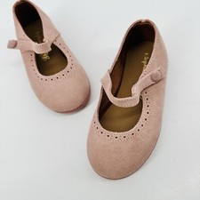 Elephantito Suede Leather Mary Jane Scalloped Edge Pink Girls Size 7 US 24 EU